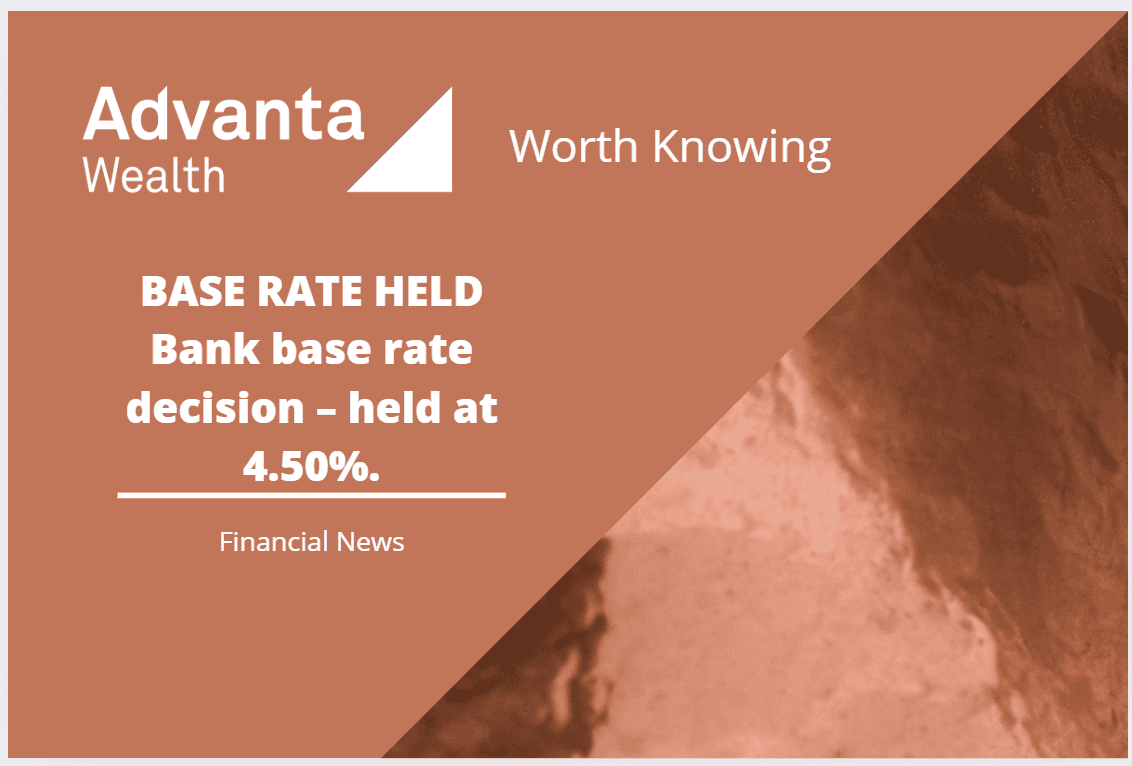 Bank base rate decision – held at 4.50%